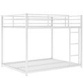 Full Over Full Metal Bunk Bed, Low Bunk Bed With Ladder, White Old Sku:Mf197034Aak White Metal