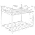 Full Over Full Metal Bunk Bed, Low Bunk Bed With Ladder, White Old Sku:Mf197034Aak White Metal