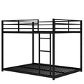 Full Over Full Metal Bunk Bed, Low Bunk Bed With Ladder, Black Old Sku:Mf197034Aab Black Metal