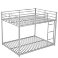 Full Over Full Metal Bunk Bed, Low Bunk Bed With Ladder, Silver Old Sku:Mf197034Aan Silver Metal