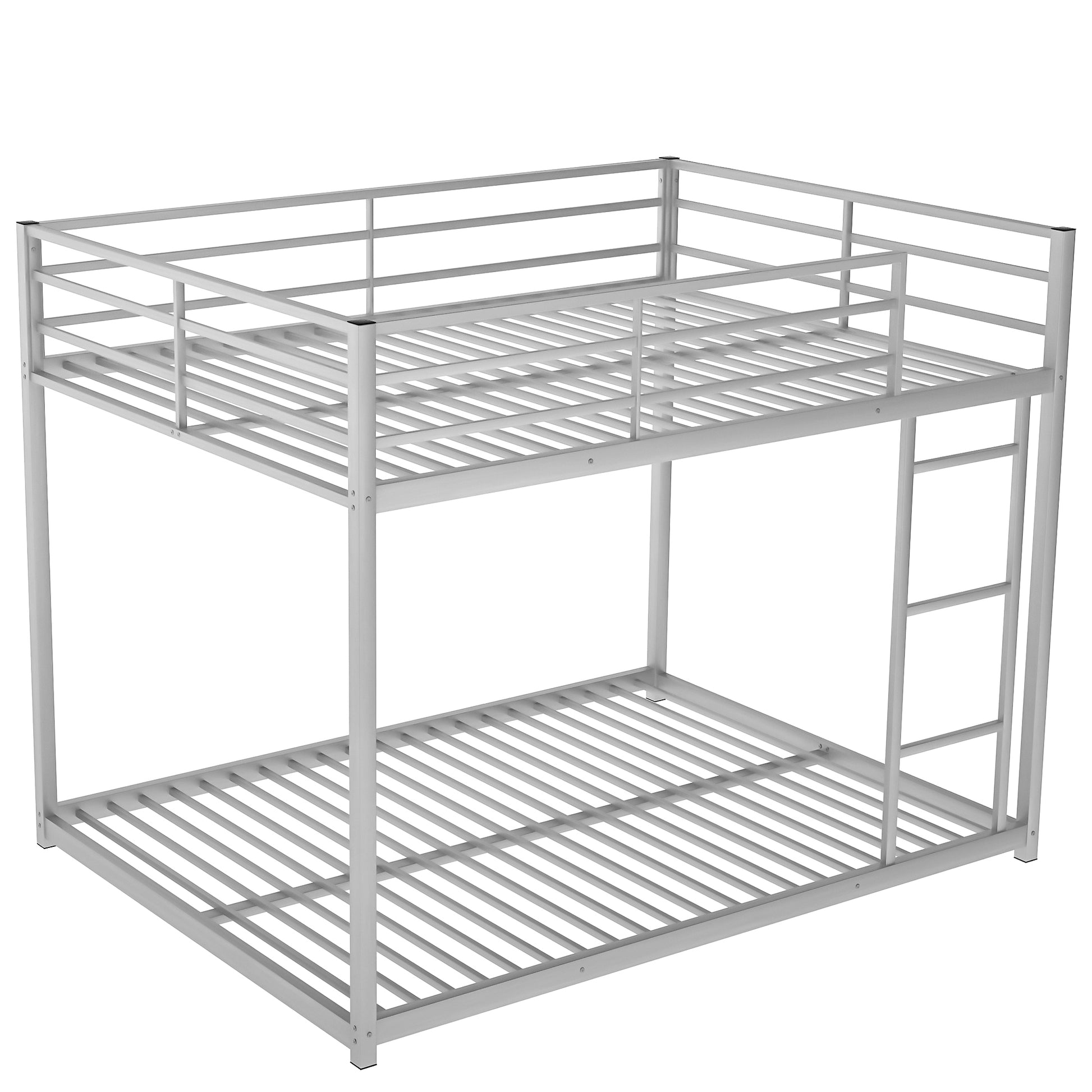 Full Over Full Metal Bunk Bed, Low Bunk Bed With Ladder, Silver Old Sku:Mf197034Aan Silver Metal