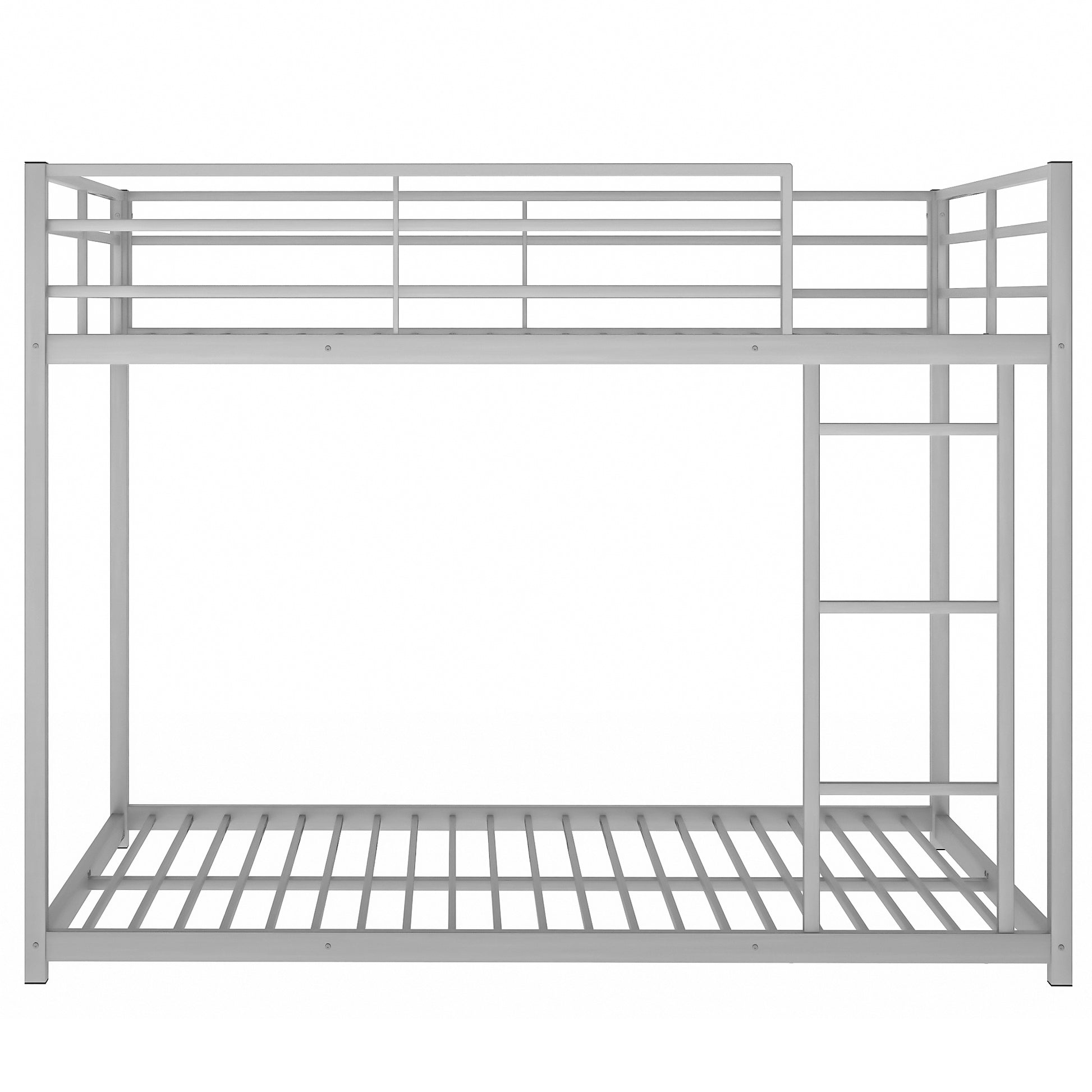 Full Over Full Metal Bunk Bed, Low Bunk Bed With Ladder, Silver Old Sku:Mf197034Aan Silver Metal