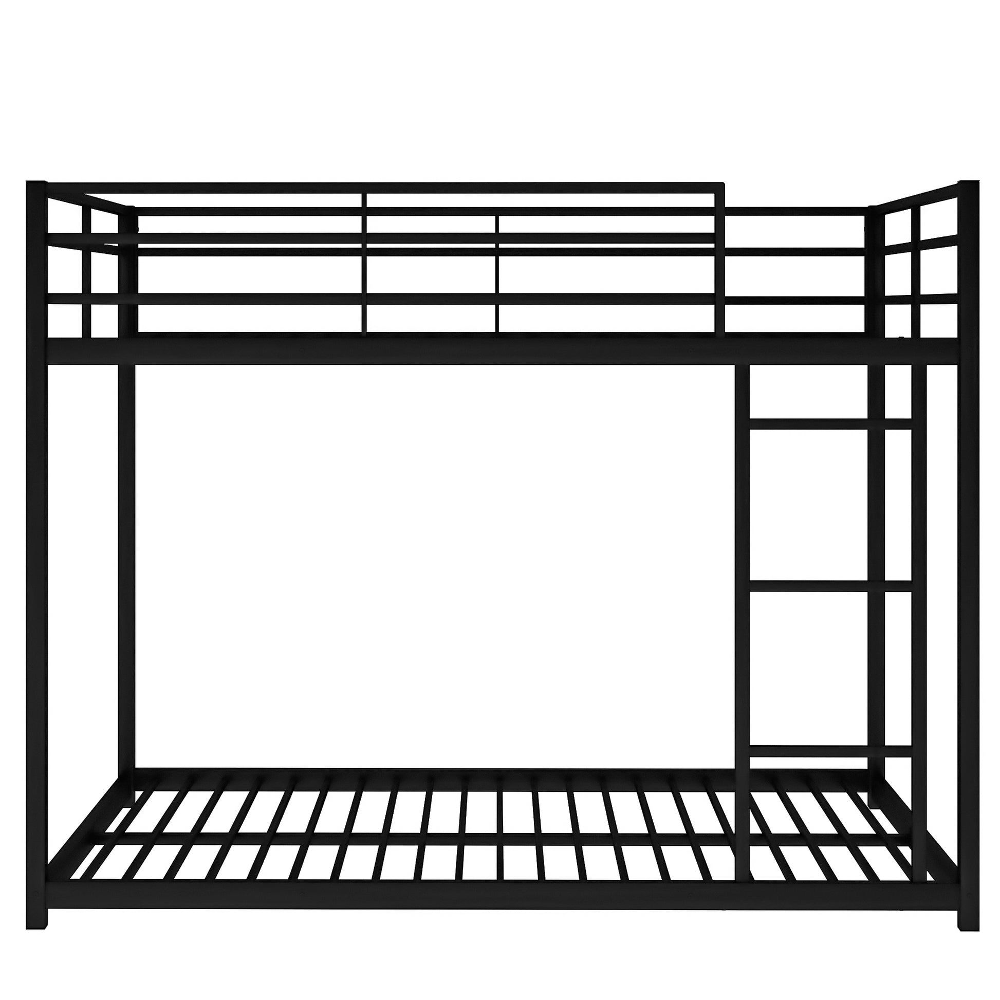 Full Over Full Metal Bunk Bed, Low Bunk Bed With Ladder, Black Old Sku:Mf197034Aab Black Metal