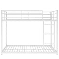 Full Over Full Metal Bunk Bed, Low Bunk Bed With Ladder, White Old Sku:Mf197034Aak White Metal