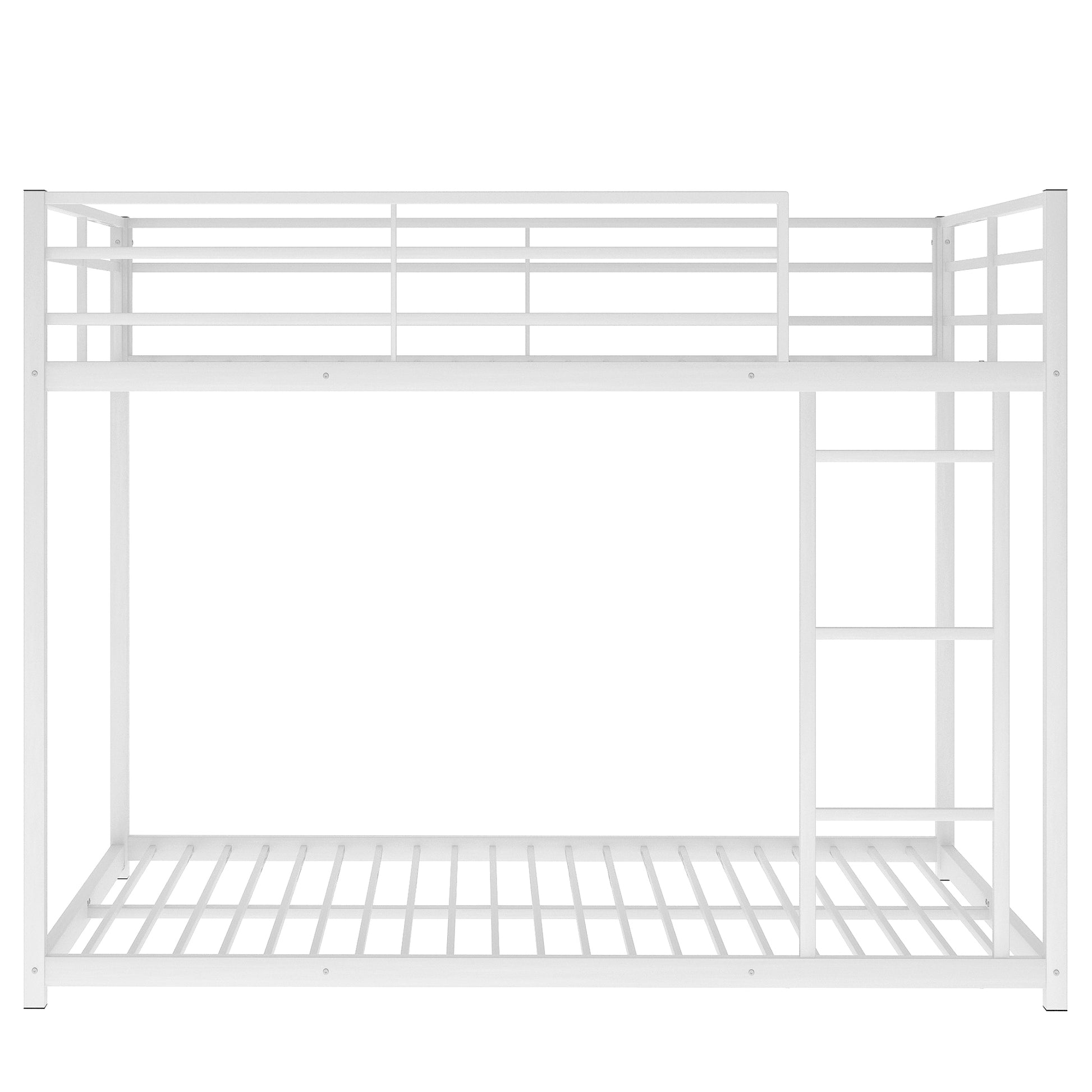 Full Over Full Metal Bunk Bed, Low Bunk Bed With Ladder, White Old Sku:Mf197034Aak White Metal