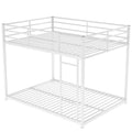 Full Over Full Metal Bunk Bed, Low Bunk Bed With Ladder, White Old Sku:Mf197034Aak White Metal