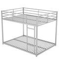 Full Over Full Metal Bunk Bed, Low Bunk Bed With Ladder, Silver Old Sku:Mf197034Aan Silver Metal