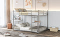 Full Over Full Metal Bunk Bed, Low Bunk Bed With Ladder, Silver Old Sku:Mf197034Aan Silver Metal