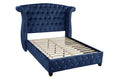 Sophia Modern Style Crystal Tufted Queen 4 Piece Includes: Queen Size Bed, Nightstand, Dresser, And Mirror Velvet Fabric Upholstery Bedroom Set Made With Wood In Blue Box Spring Not Required Queen Blue Wood 4 Piece Set Bedroom Bed Included,Dresser