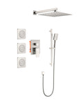 Shower System With Shower Head, Hand Shower, Slide Bar, Bodysprays, Shower Arm, Hose, Valve Trim, And Lever Handles Brushed Nickel Brass