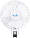 Simple Deluxe Household Wall Mount Fans 16 Inch Adjustable Tilt, 90 Degree, 3 Speed Settings, 1 Pack, White White Metal