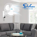 Simple Deluxe Household Wall Mount Fans 16 Inch Adjustable Tilt, 90 Degree, 3 Speed Settings, 1 Pack, White White Metal