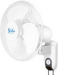 Simple Deluxe Household Wall Mount Fans 16 Inch Adjustable Tilt, 90 Degree, 3 Speed Settings, 1 Pack, White White Metal