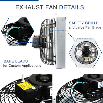 20 Inch Shutter Exhaust Fan Aluminum, High Speed 1190 Rpm, 3368 Cfm Silver Aluminium