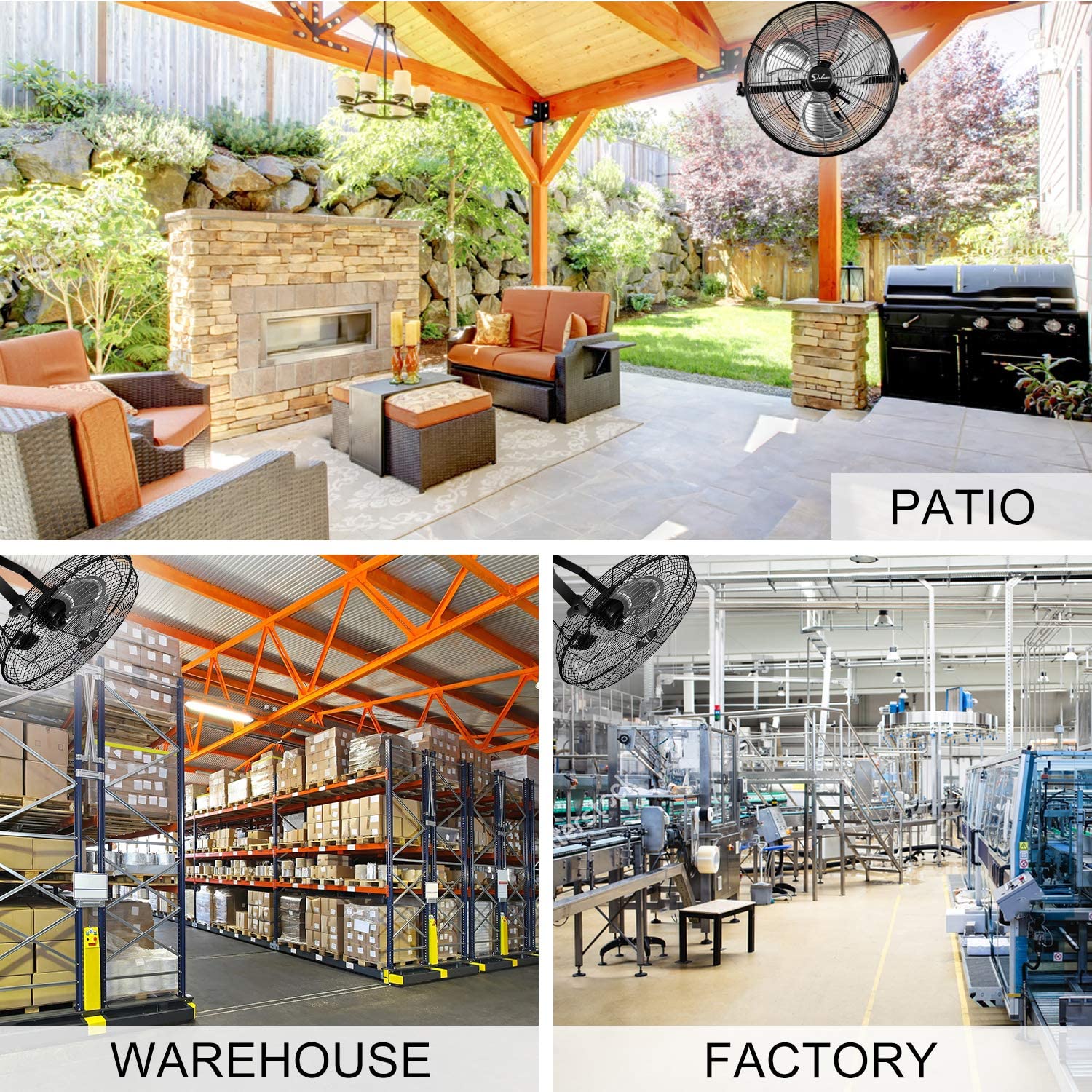 Simple Deluxe 20 Inch High Velocity 3 Speed, Black Wall Mount Fan Black Metal