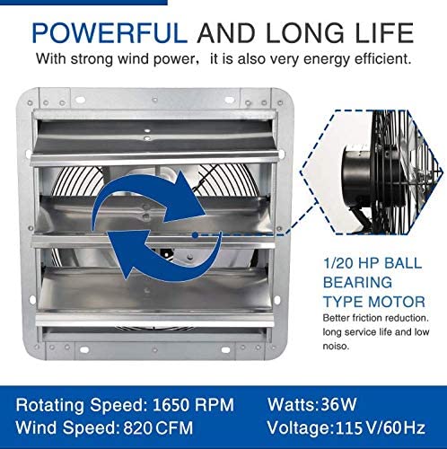 Ipower 10 Inch Shutter Exhaust Fan Aluminum,High Speed 1650Rpm, 820Cfm, 2 Pack, Silver Silver Aluminium