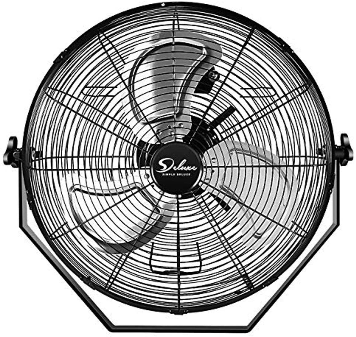Simple Deluxe 20 Inch High Velocity 3 Speed, Black Wall Mount Fan Black Metal