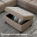 Orisfur. Sectional Corner Sofa L Shape Couch Space Saving With Storage Ottoman & Cup Holders Design For Large Space Dorm Apartment Brown Foam Linen