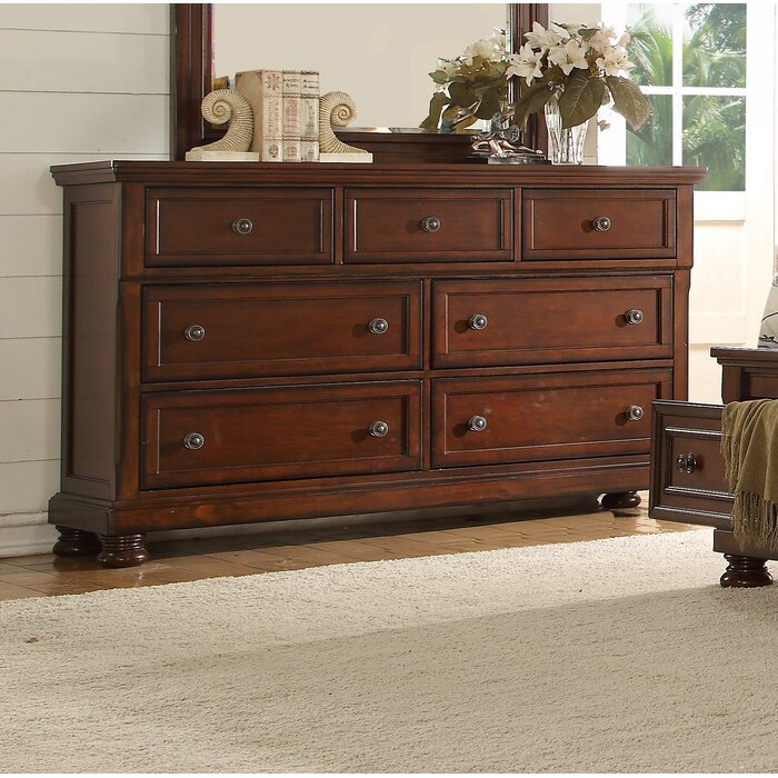 Baltimore 7 Drawers Dresser Made With Wood In Dark Walnut Walnut Drawer 5 Drawers & Above Transitional Antique Wood