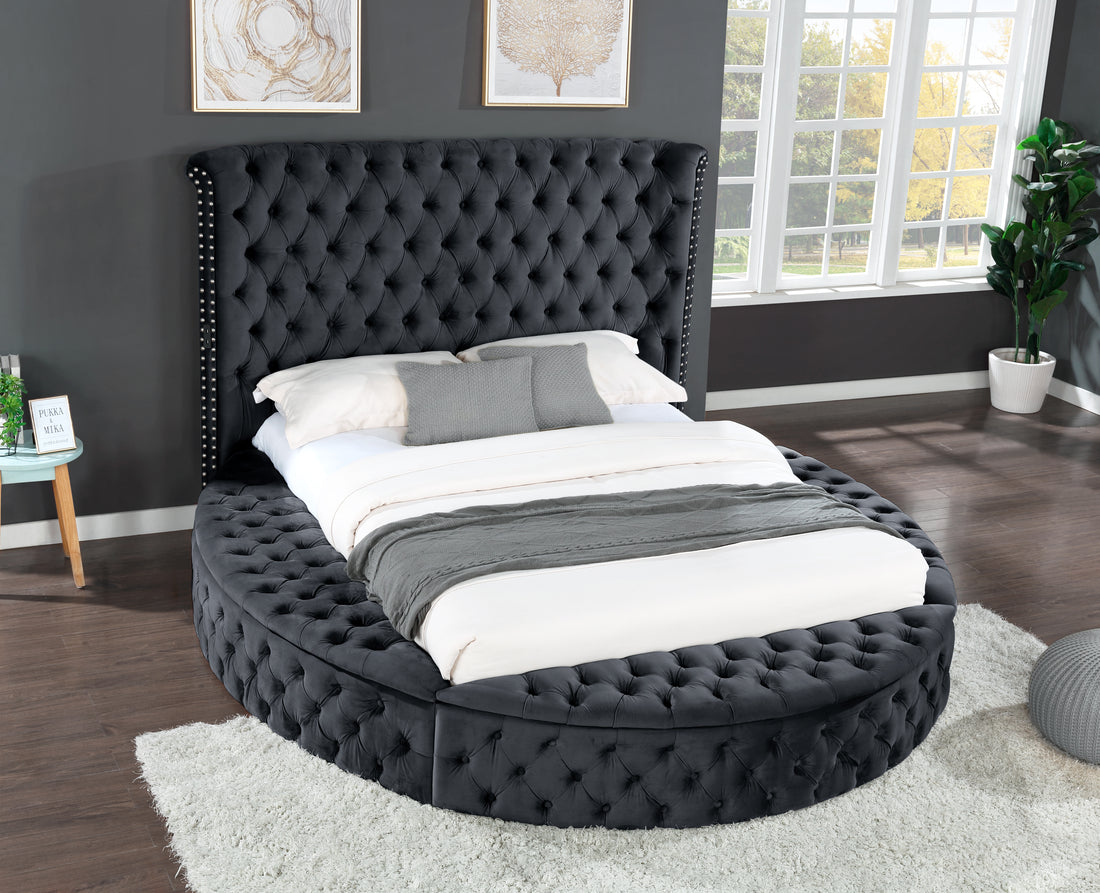 King 4 Pc Vanity Bedroom Set Made With Wood In Black Color Box Spring Not Required King Black Wood 4 Piece Set Bedroom Contemporary,Modern Solid Wood Mdf Velvet Tufted Wood