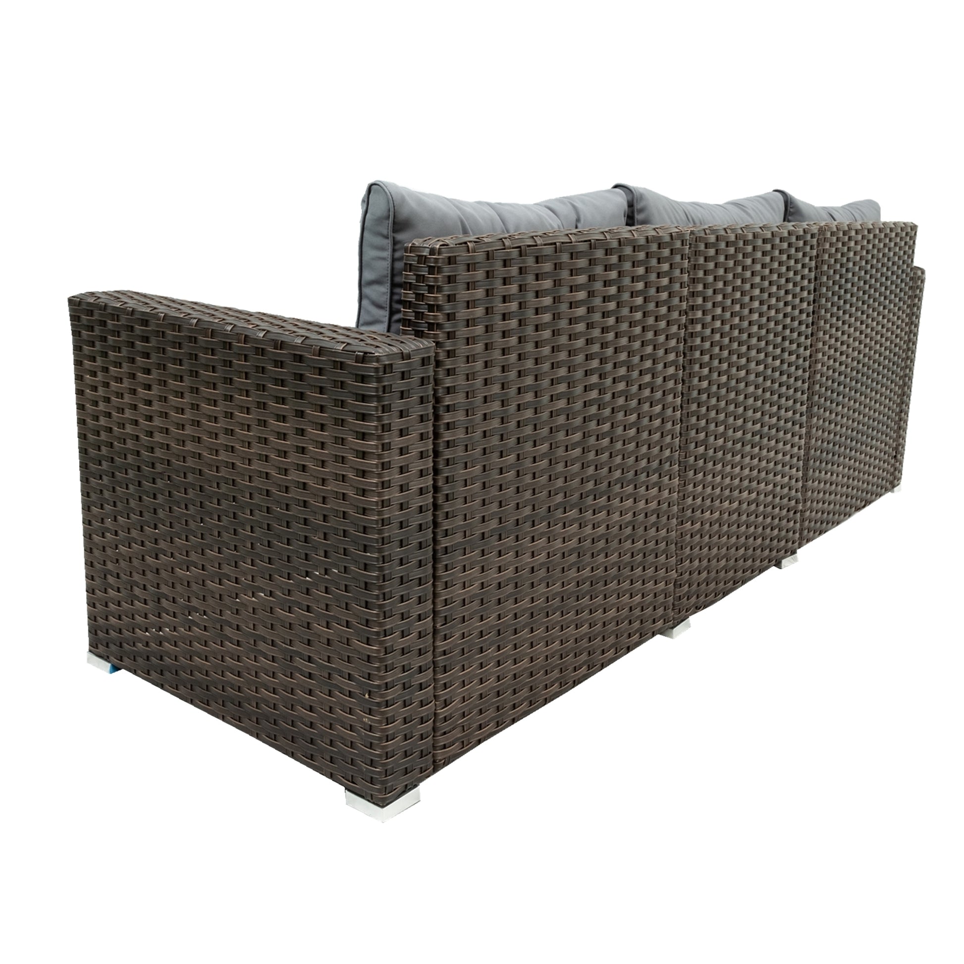 6 Piece Patio Rattan Wicker Outdoor Furniture Conversation Sofa Set With Removeable Cushions And Temper Glass Tabletop Brown Foam Rattan