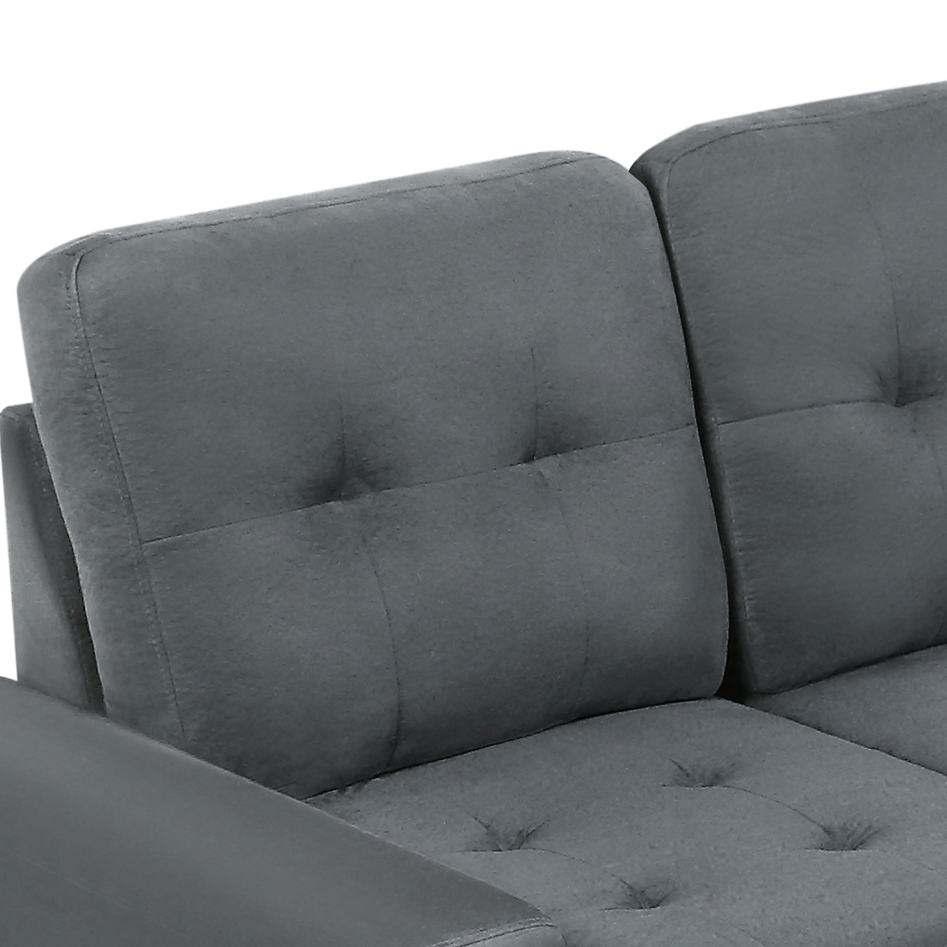 Orisfur. Sectional Sofa With Reversible Chaise Lounge, L Shaped Couch With Storage Ottoman And Cup Holders Gray Foam Velvet