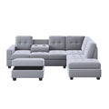 Orisfur. Sectional Sofa With Reversible Chaise Lounge, L Shaped Couch With Storage Ottoman And Cup Holders Antique Gray Foam Velvet