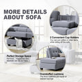 Orisfur. Sectional Sofa With Reversible Chaise Lounge, L Shaped Couch With Storage Ottoman And Cup Holders Antique Gray Foam Velvet