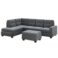 Orisfur. Sectional Sofa With Reversible Chaise Lounge, L Shaped Couch With Storage Ottoman And Cup Holders Gray Foam Velvet