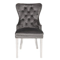 Erica 2 Piece Stainless Steel Legs Chair Finish With Velvet Fabric In Dark Gray Acacia Wood Dark Gray Primary Living Space Transitional Accent Chairs Acacia Tufted Back Solid Wood Mdf Stainless Steel