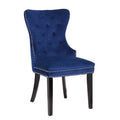 Erica 2 Piece Wood Legs Dinning Chair Finish With Velvet Fabric In Blue Acacia Wood Navy Primary Living Space Wipe Clean Transitional Accent Chairs Acacia Tufted Back Solid Wood Mdf Wood