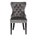 Erica 2 Piece Wood Legs Dinning Chair Finish With Velvet Fabric In Dark Gray Acacia Wood Dark Gray Primary Living Space Wipe Clean Transitional Accent Chairs Acacia Tufted Back Solid Wood Mdf Wood