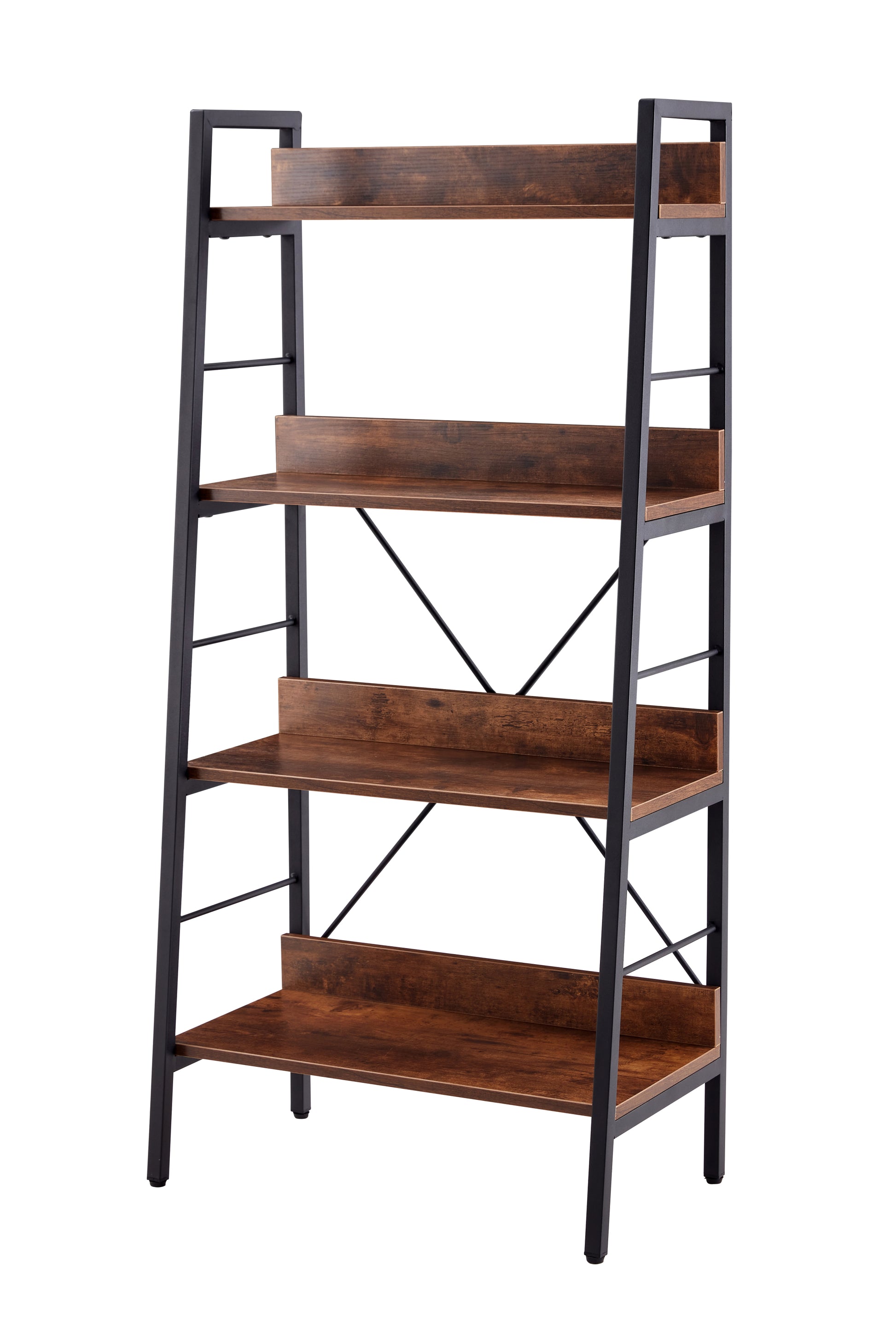 Dn 4 Layer Display Bookshelf H Ladder Shelf Storage Shelves Rack Shelf Unit Metal Frame, Tigger, 1 Pc Per Carton Tiger Mdf