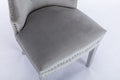 Simba Stainless Steel 2 Piece Chair Finish With Velvet Fabric In Light Gray Light Grey Dining Room Contemporary,Modern Accent Chairs Tufted Back Stainless Steel