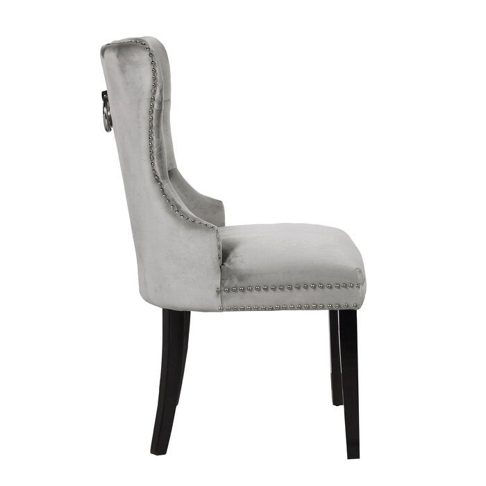 Erica 2 Piece Wood Legs Dinning Chair Finish With Velvet Fabric In Light Gray Acacia Wood Light Grey Primary Living Space Wipe Clean Transitional Accent Chairs Tufted Back Solid Wood Mdf Wood