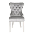 Erica 2 Piece Stainless Steel Legs Chair Finish With Velvet Fabric In Light Gray Light Grey Dining Room Wipe Clean Traditional Tufted Back Stainless Steel