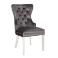 Erica 2 Piece Stainless Steel Legs Chair Finish With Velvet Fabric In Dark Gray Acacia Wood Dark Gray Primary Living Space Transitional Accent Chairs Acacia Tufted Back Solid Wood Mdf Stainless Steel