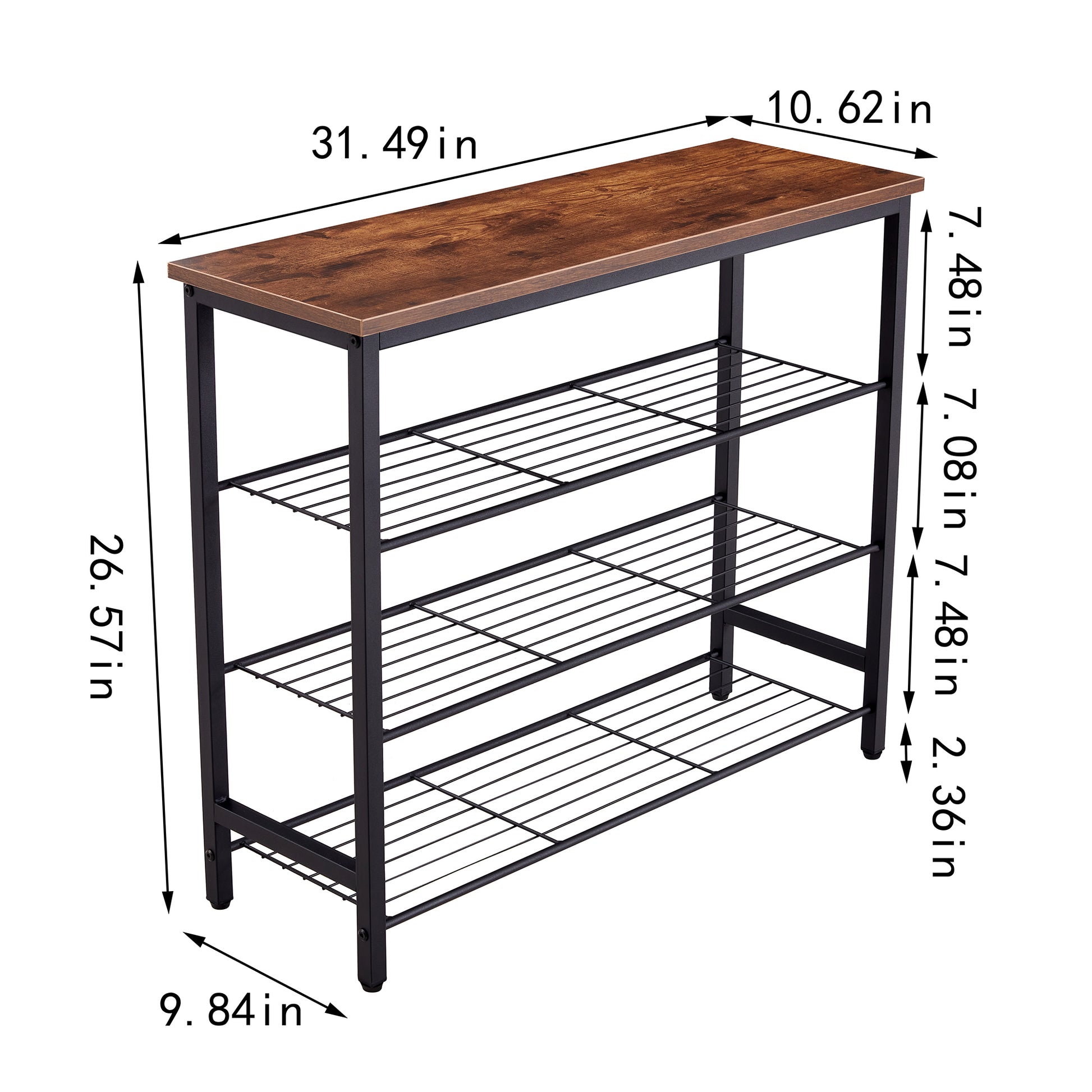 Dn 4 Tier Metal Shoe Rack, Modern Multifunctional Shoe Storage Shelf With Mdf Top Board, 1 Pc Per Carton Tiger Mdf