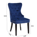 Erica 2 Piece Wood Legs Dinning Chair Finish With Velvet Fabric In Blue Acacia Wood Navy Primary Living Space Wipe Clean Transitional Accent Chairs Acacia Tufted Back Solid Wood Mdf Wood