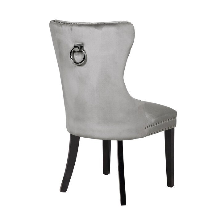 Erica 2 Piece Wood Legs Dinning Chair Finish With Velvet Fabric In Light Gray Acacia Wood Light Grey Primary Living Space Wipe Clean Transitional Accent Chairs Tufted Back Solid Wood Mdf Wood