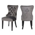 Erica 2 Piece Wood Legs Dinning Chair Finish With Velvet Fabric In Dark Gray Acacia Wood Dark Gray Primary Living Space Wipe Clean Transitional Accent Chairs Acacia Tufted Back Solid Wood Mdf Wood