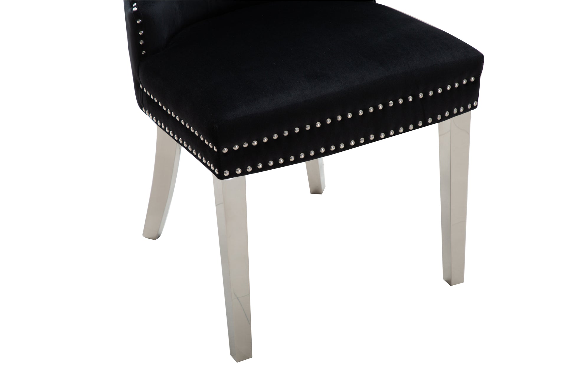 Erica With Stainless Steel Legs Black Metal Black Primary Living Space Wipe Clean Transitional Accent Chairs Acacia Tufted Back Solid Wood Mdf Stainless Steel