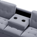 Orisfur. Modern Sectional Sofa With Reversible Chaise, L Shaped Couch Set With Storage Ottoman And Two Cup Holders For Living Room Gray Foam Velvet