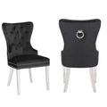 Erica With Stainless Steel Legs Black Metal Black Primary Living Space Wipe Clean Transitional Accent Chairs Acacia Tufted Back Solid Wood Mdf Stainless Steel