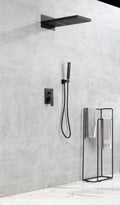 Shower System,Waterfall Rainfall Shower Head With Handheld, Shower Faucet Set For Bathroom Wall Mounted Matte Black Brass