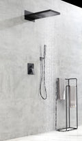 Shower System,Waterfall Rainfall Shower Head With Handheld, Shower Faucet Set For Bathroom Wall Mounted Matte Black Brass