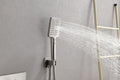 Wall Mounted Waterfall Rain Shower System With 3 Body Sprays & Handheld Shower Brushed Nickel Brass