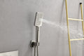 Wall Mounted Waterfall Rain Shower System With 3 Body Sprays & Handheld Shower Brushed Nickel Brass