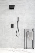 Shower System,Waterfall Rainfall Shower Head With Handheld, Shower Faucet Set For Bathroom Wall Mounted Matte Black Brass