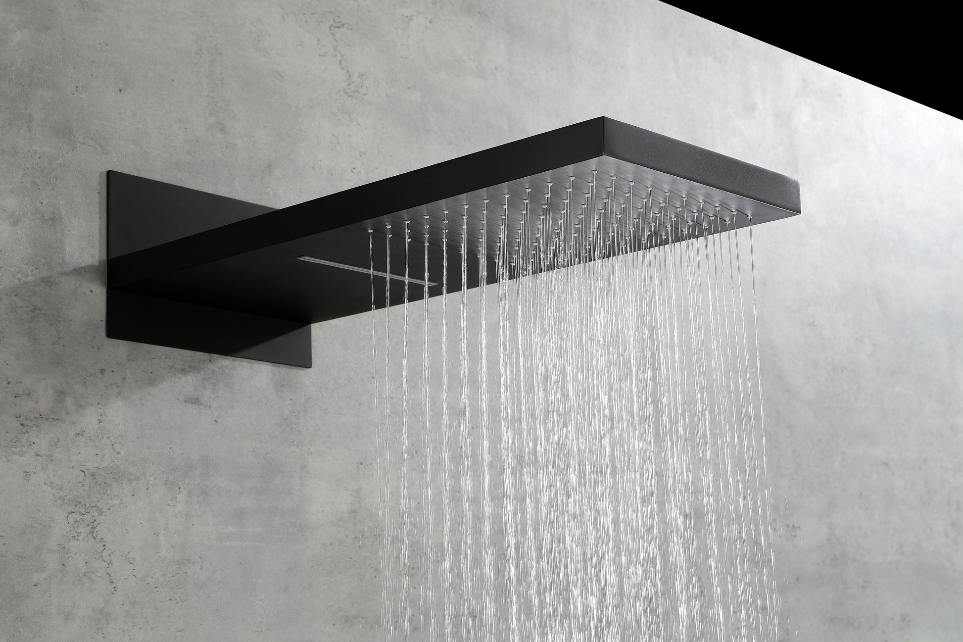Shower System,Waterfall Rainfall Shower Head With Handheld, Shower Faucet Set For Bathroom Wall Mounted Matte Black Brass